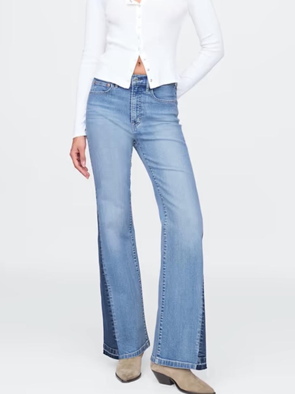 GAP High Rise Patched ’70s Flare Jeans Size 8 / 29 Medium Wash